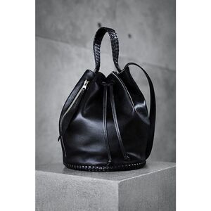 All Saints Black Leather Crossbody Bag with Braided Handle